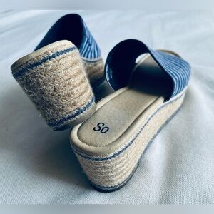 SO Boysenberry Platform Wedge Slide Jute-Wrapped Espadrille Heel | Womens 10